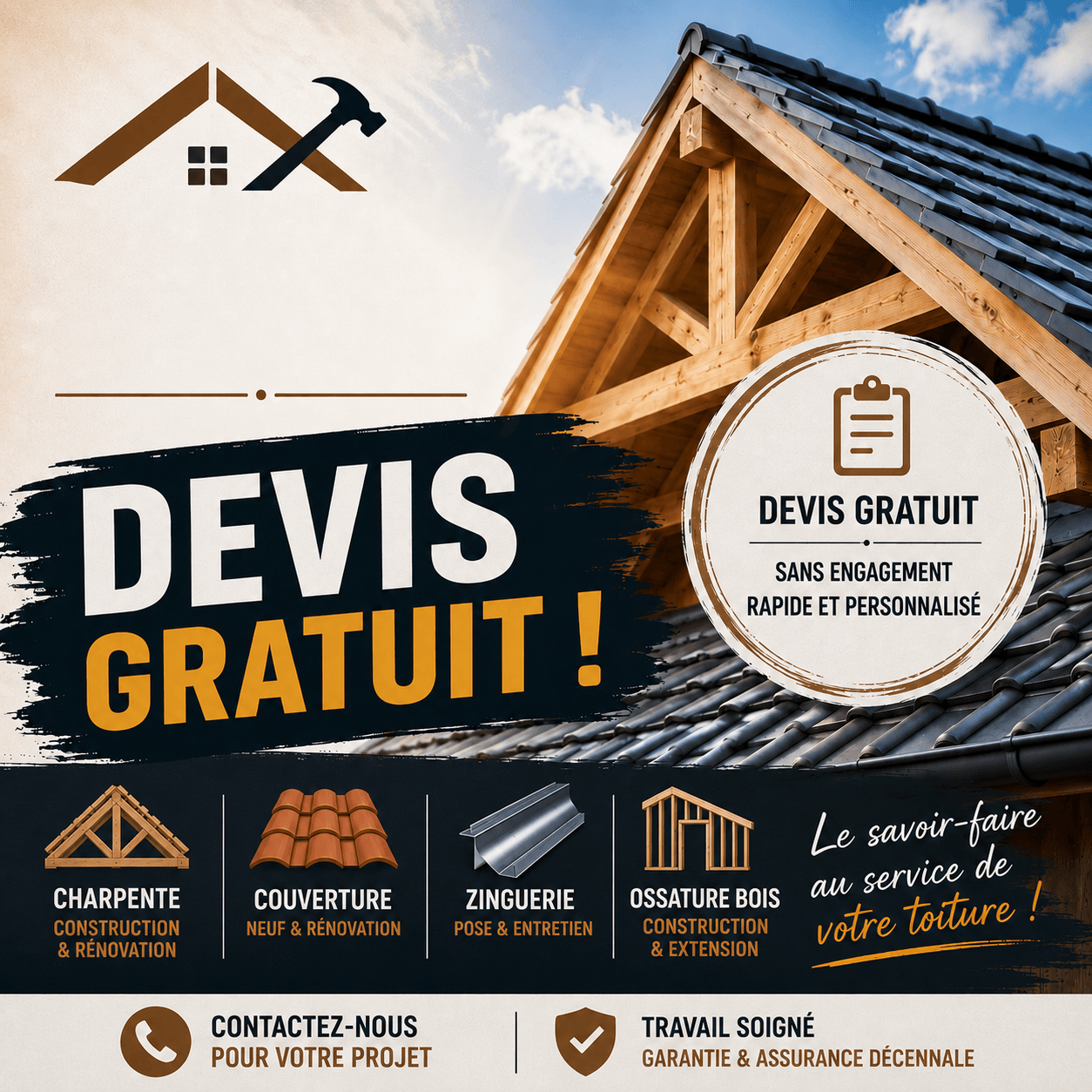 Devis gratuit toiture charpente couverture